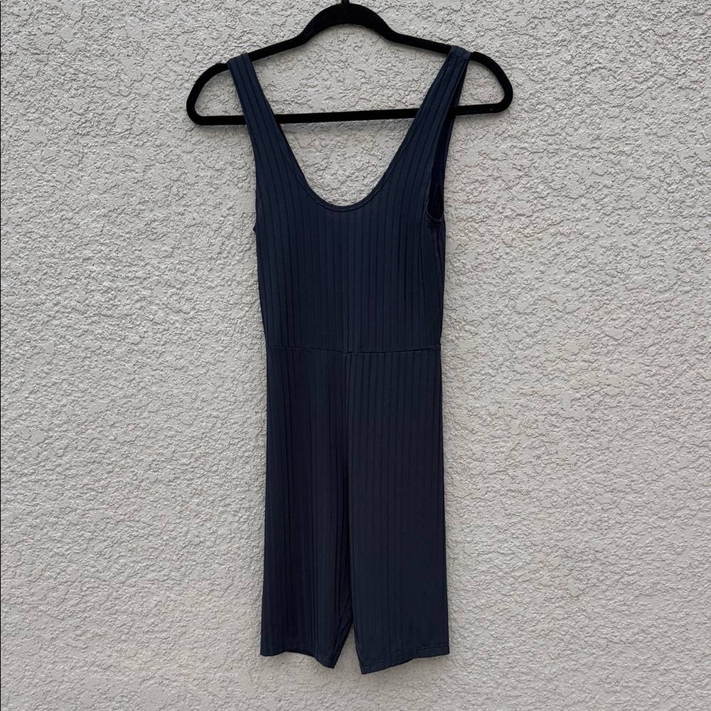 Audrey 3+1 Navy Ribbed Sleeveless Jumpsuit Romper